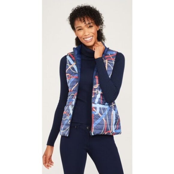 J.Mclaughlin Quilted Equestrian Reversible Horsebit Puffer Vest Pockets - Picture 2 of 7